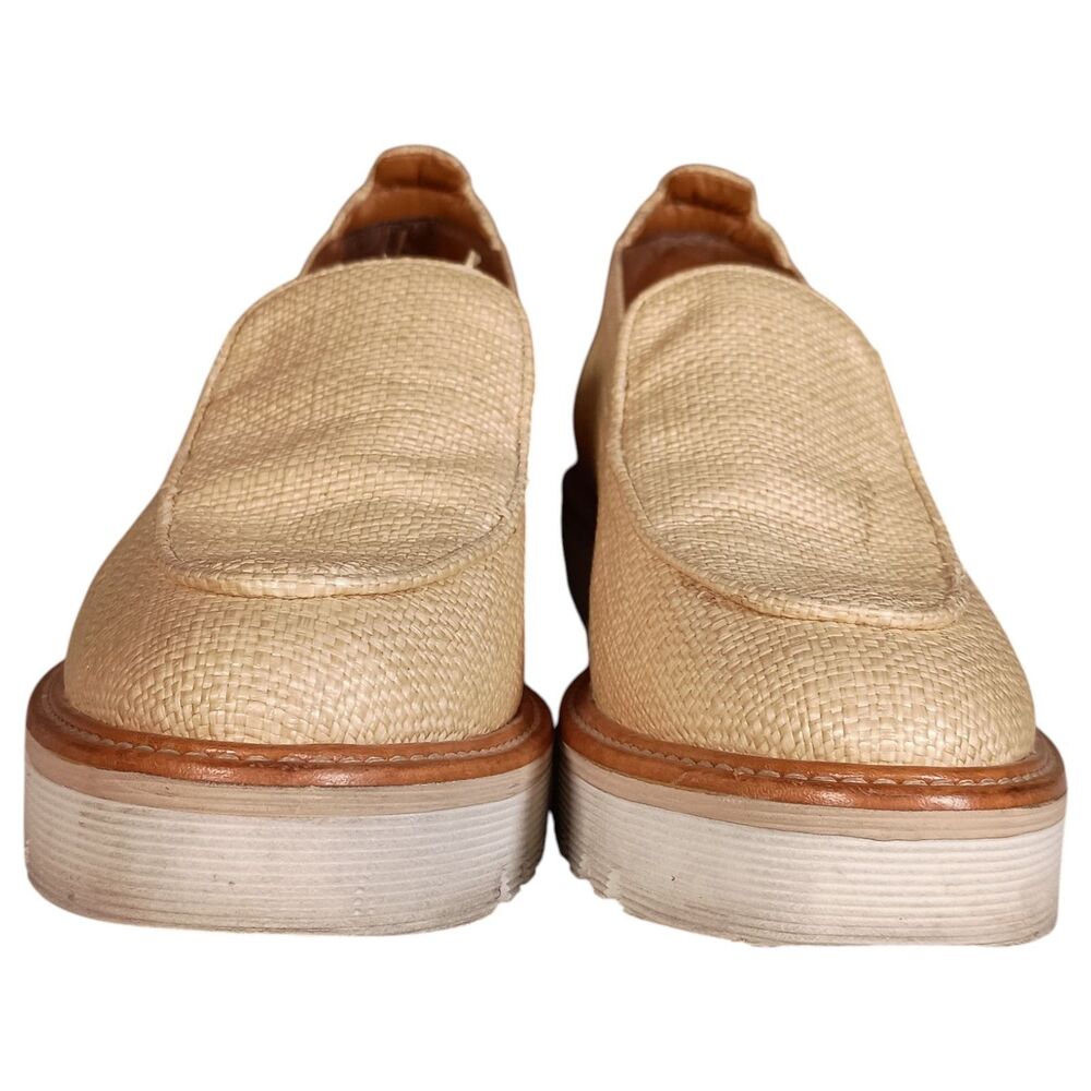 M. Gemi Womens 38/8 The Eva Woven Raffia Platform Loafers Beige Tan Lug Sole - Picture 5 of 15